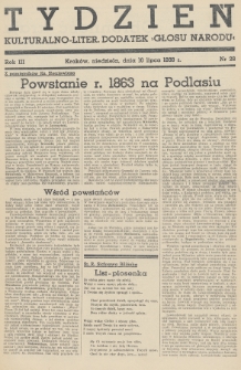 Tydzień : kulturalno-liter. dodatek „Głosu Narodu”. 1938, nr 28