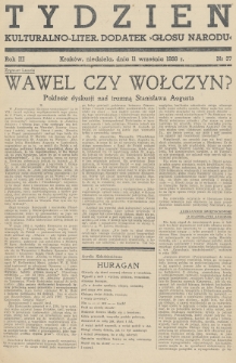 Tydzień : kulturalno-liter. dodatek „Głosu Narodu”. 1938, nr 37