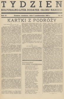 Tydzień : kulturalno-liter. dodatek „Głosu Narodu”. 1938, nr 40