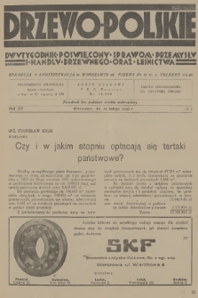Drzewo Polskie : dwutygodnik poświęcony sprawom przemysłu i handlu drzewnego oraz leśnictwa. R.3, 1929, nr 3