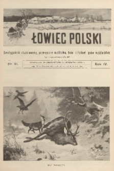Łowiec Polski : dwutygodnik ilustrowany, poświęcony myślistwu, broni i hodowli psów myśliwskich. R.4, 1902, nr 21
