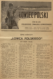 Łowiec Polski : organ Polskiego Związku Łowieckiego. 1938, Spis rzeczy