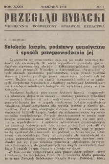 Przegląd Rybacki : miesięcznik poświęcony sprawom rybactwa. R.13, 1946, №  8