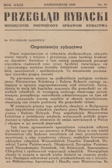 Przegląd Rybacki : miesięcznik poświęcony sprawom rybactwa. R.13, 1946, №  10