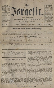 Der Israelit : Organ der Vereines „Schomer Israel”. 1884, nr 25