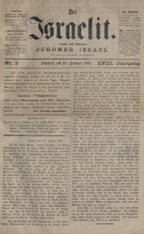 Der Israelit : Organ der Vereines „Schomer Israel”. 1885, nr 2