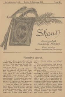 Skaut : dwutygodnik młodzieży polskiej : pismo urzędowe Związk. Naczelnictwa Skautowego. T.3, 1913, nr 8