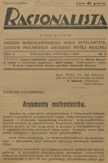Racjonalista : organ Warszawskiego Koła Intelektualistów Polskiego Związku Myśli Wolnej. R.2, 1931, № 3