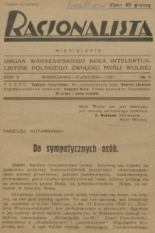 Racjonalista : organ Warszawskiego Koła Intelektualistów Polskiego Związku Myśli Wolnej. R.2, 1931, № 4
