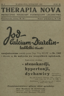 Therapia Nova : miesięcznik naukowy poświęcony lecznictwu. R.3, 1931, № 4