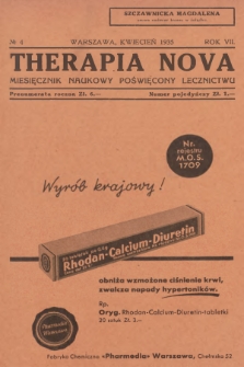 Therapia Nova : miesięcznik naukowy poświęcony lecznictwu. R.7, 1935, № 4