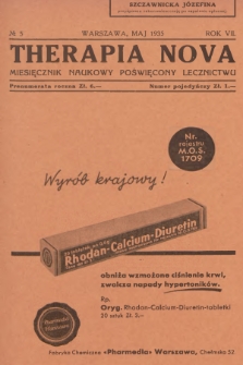 Therapia Nova : miesięcznik naukowy poświęcony lecznictwu. R.7, 1935, № 5