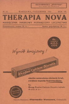 Therapia Nova : miesięcznik naukowy poświęcony lecznictwu. R.7, 1935, № 10