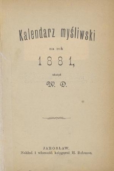 Kalendarz Myśliwski na Rok 1881