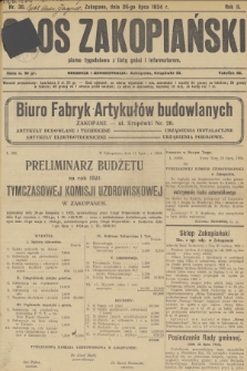 Głos Zakopiański : pismo tygodniowe z listą gości i informatorem. R.2, 1924, nr 30