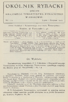 Okólnik Rybacki : organ Krajowego Towarzystwa Rybackiego w Krakowie. 1910, nr 112