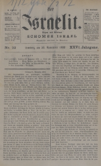 Der Israelit : Organ der Vereines Schomer Israel. 1893, nr 22