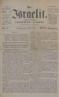 Der Israelit : Organ der Vereines Schomer Israel. 1894, nr 13
