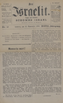 Der Israelit : Organ der Vereines Schomer Israel. 1894, nr 21