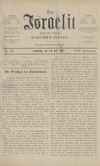 Der Israelit : Organ der Vereines Schomer Israel. 1897, nr 13