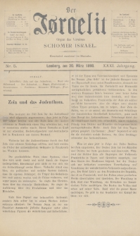 Der Israelit : Organ der Vereines Schomer Israel. 1898, nr 5
