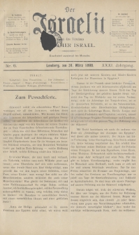 Der Israelit : Organ der Vereines Schomer Israel. 1898, nr 6