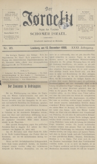 Der Israelit : Organ der Vereines Schomer Israel. 1898, nr 23