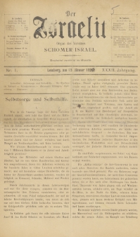 Der Israelit : Organ der Vereines Schomer Israel. 1899, nr 1