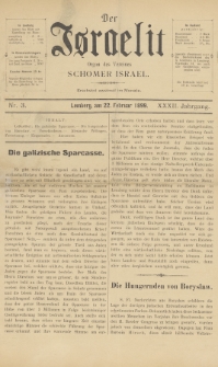 Der Israelit : Organ der Vereines Schomer Israel. 1899, nr 3