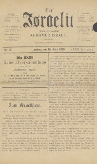 Der Israelit : Organ der Vereines Schomer Israel. 1899, nr 5