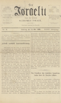Der Israelit : Organ der Vereines Schomer Israel. 1899, nr 9