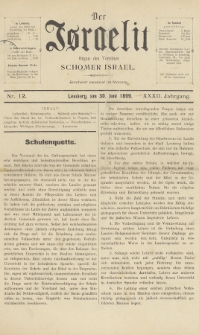 Der Israelit : Organ der Vereines Schomer Israel. 1899, nr 12