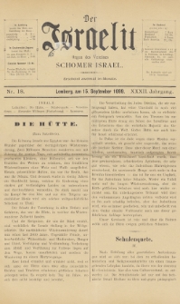 Der Israelit : Organ der Vereines Schomer Israel. 1899, nr 18