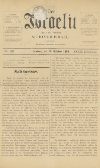 Der Israelit : Organ der Vereines Schomer Israel. 1899, nr 20
