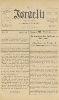 Der Israelit : Organ der Vereines Schomer Israel. 1899, nr 22