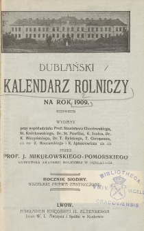 Dublański Kalendarz Rolniczy na Rok 1909