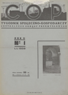 C. O. P. : tygodnik społeczno-gospodarczy Centralnego Okręgu Przemysłowego. 1939, nr 1