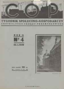 C. O. P. : tygodnik społeczno-gospodarczy Centralnego Okręgu Przemysłowego. 1939, nr 4