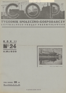 C. O. P. : tygodnik społeczno-gospodarczy Centralnego Okręgu Przemysłowego. 1939, nr 24