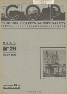 C. O. P. : tygodnik społeczno-gospodarczy Centralnego Okręgu Przemysłowego. 1939, nr 29