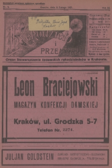 Rękodzieło i Przemysł : organ Stowarzyszenia Żydowskich Rękodzielników w Krakowie. R. 3, 1925, nr 4