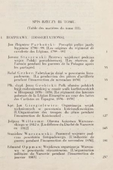 Przegląd Historyczno-Wojskowy : wydawany przez Wojskowe Biuro Historyczne. R. 2, T. 3, 1930, spis rzeczy III. tomu