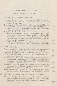 Przegląd Historyczno-Wojskowy : wydawany przez Wojskowe Biuro Historyczne. R. 3, T. 4, 1931, spis rzeczy IV tomu