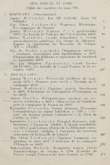 Przegląd Historyczno-Wojskowy : wydawany przez Wojskowe Biuro Historyczne. R. 5, T. 6, 1933, spis rzeczy VI tomu