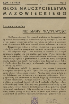 Głos Nauczycielstwa Mazowieckiego : organ Okręgu Warszawskiego Związku Nauczycielstwa Polskiego. R. 1, 1935, nr 2