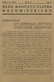 Głos Nauczycielstwa Mazowieckiego : organ Okręgu Warszawskiego Związku Nauczycielstwa Polskiego. R. 1, 1935, nr 4