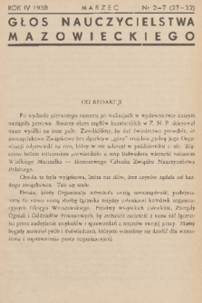 Głos Nauczycielstwa Mazowieckiego : organ Okręgu Warszawskiego Związku Nauczycielstwa Polskiego. R. 4, 1937/1938, nr 2-7