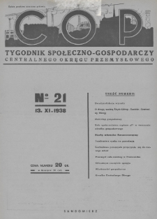 C. O. P. : tygodnik społeczno-gospodarczy Centralnego Okręgu Przemysłowego. 1938, nr 21