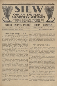 Siew : organ Związku Młodzieży Wiejskiej : tygodnik oświatowy, społeczny i rolniczy ilustrowany. R. 13, 1926, nr 18