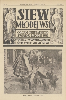 Siew Młodej Wsi : organ Centralnego Związku Młodej Wsi. R. 23, 1936, nr 14
